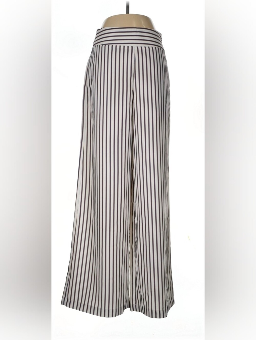 Commense Black and White Vertical Stripe Wide-Leg Pants